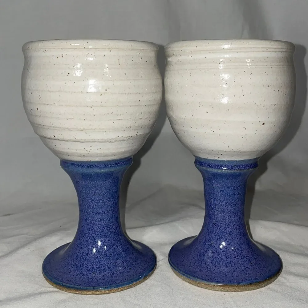 2 handmade ceramic goblets